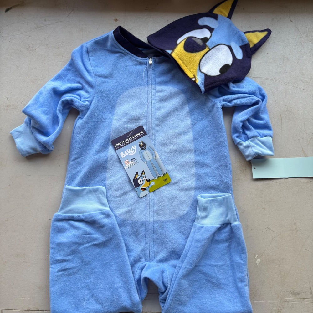 Bluey‎ Toddler Boys Fleece Hooded One Piece Pajamas Blue Size 3T QF435DBSTG